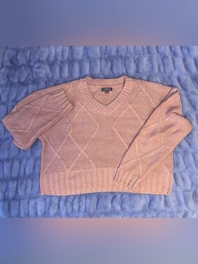 Cupcake Clothing Pink Cable V-Neck Sweater